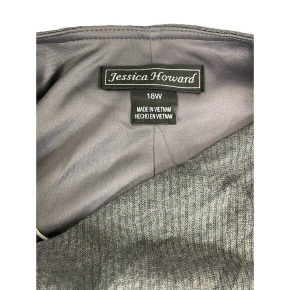 Jessica Howard Women's Plus Size Charcoal Dress & Cardigan Set - Picture 3 of 9